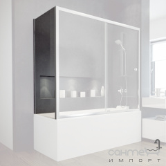Шторка для ванны боковая Besco Duo Slide II 70x150 закаленное прозрачное стекло Орехов