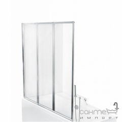 Шторка для ванны Besco PMD Piramida Ambition premium -3 130х140 хром стекло прозрачное Одесса