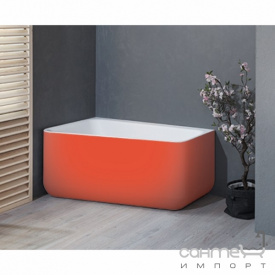 Отдельностоящая ванна из литого камня Balteco Gamma 150 белая внутри/Luminous Orange RAL 2005