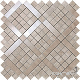 Плитка из белой глины мозаика Atlas Concorde Marvel Travertino Silver Diagonal Mosaic 9MVB