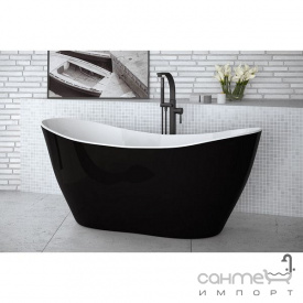 Отдельностоящая ванна с сифоном Besco PMD Piramida Viya 160 Black&White