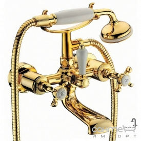 Змішувач для ванни з хрестовими рукоятками Imprese Cuthna zlato-n 10280