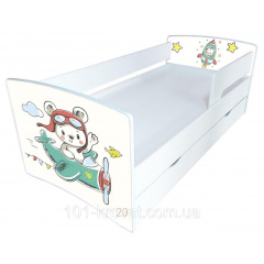 Кровать детская с бортиком для мальчиков самолет 170x80 см Kinder Cool Днепр