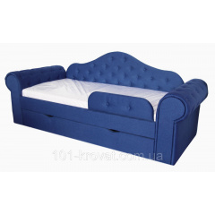 Кровать диван Мелани с выездным ящиком с защитным бортиком синяя Мелитополь