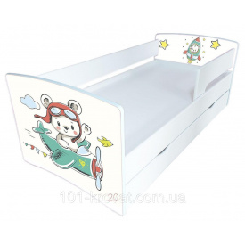Кровать детская с бортиком для мальчиков самолет 170x80 см Kinder Cool