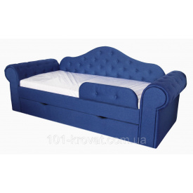 Кровать диван Мелани с выездным ящиком с защитным бортиком синяя