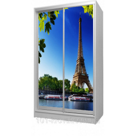 Шкаф купе двухдверный детский 120х180х60 Париж Эйфелева башня река Сена