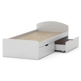 Односпальная кровать с ящиками Компанит-90+2 альба (белый)