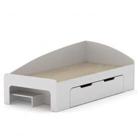 Односпальная кровать с ящиком Компанит-90+1 альба (белый)