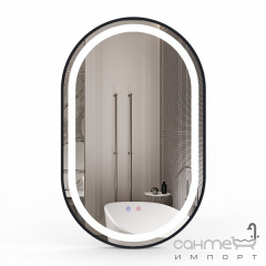 Зеркало с LED-подсветкой, диммером и подогревом Volle 16-42-500B рама черный алюминий Луцьк