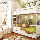 Ліжко двоярусне дитяче Estella Дует 80х190х155 см дерев'яна білого кольору