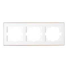 Рамка 3-ная горизонтальная белая с боковой вставкой золото RAIN Lezard 703-0226-148 Хмельницкий