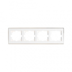 Рамка 4-ная горизонтальная белая с боковой вставкой золото RAIN Lezard 703-0226-149 Винница