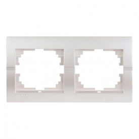 Рамка 2-а горизонтальна перлинно-білий металік DERIY Lezard 702-3000-147