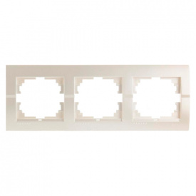Рамка 3-ная горизонтальная жемчужно-белый металлик DERIY Lezard 702-3000-148