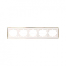 Рамка 5-ная горизонтальная белая с боковой вставкой золото RAIN Lezard 703-0226-150