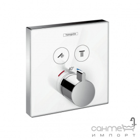 Термостатический смеситель для ванны/душа Hansgrohe ShowerSelect glass 15738400 белый/хром