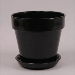 Горшок керамический Flora Наперсток глянец черный 0.6л. (SKL0379) Черкаси