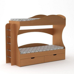 Двухъярусная детская кровать Бриз Компанит 190х70 см с двумя ящиками из лдсп ольха-светлая Полтава