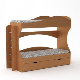 Двоярусне дитяче ліжко Бриз Компаніт 190х70 см з двома ящиками з лдсп вільха-світла
