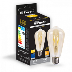 Лампа LED FERON LB-764 філамент ST64 230V 4W E27 2700K золото Київ
