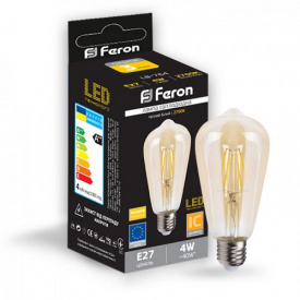 Лампа LED FERON LB-764 філамент ST64 230V 4W E27 2700K золото