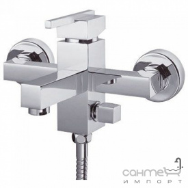 Настінний змішувач для ванни з душовим комплектом Clever Platinum Saona 96024 Хром