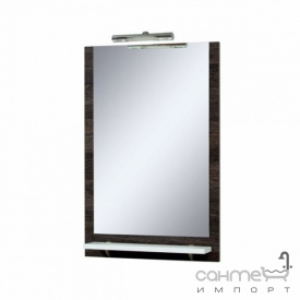 Зеркало для ванной комнаты СанСервис Sirius Lux-60 со стеклянной полкой и светильником винтаж темный венге
