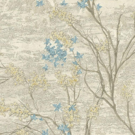 Виниловые обои на флизелиновой основе Yuanlong Bellamore 196001 Бежевый-голубой