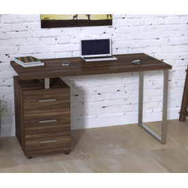 Комп'ютерно-письмовий стіл Loft-design L-27-MAX 135х65х75 см з тумбою горіх-модена