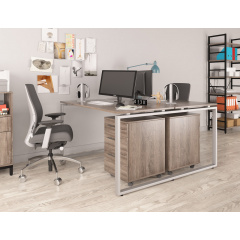 Двойной стол Q-140 Loftdesign офисный Дуб-палена Хмельницкий