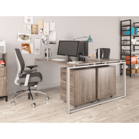 Двойной стол Q-140 Loftdesign офисный Дуб-палена
