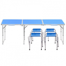 Стол складной с 4 стульями Lanyu L-3 Blue 180 см