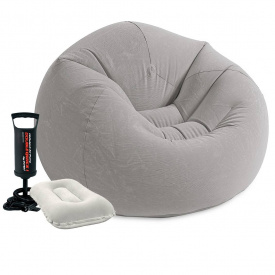 Надувное кресло Intex 68579-2, 107 х 104 х 69 см, с ручным насосом и подушкой