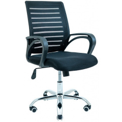 Офісне крісло Richman Флеш спинка-сітка чорна хром коліщатка для персоналу Нове