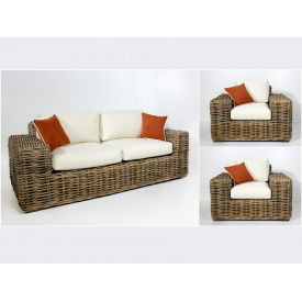 Комплект плетеной мебели Бабл Cruzo диван и 2 кресла из ротанга