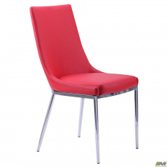 Обеденный мягкий стул АМФ Каталония база-хром кожзам-красный Сумы