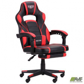 Компьютерное кресло AMF VR Racer Dexter Webster черный-красный цвет сидения с подножкой выдвижной