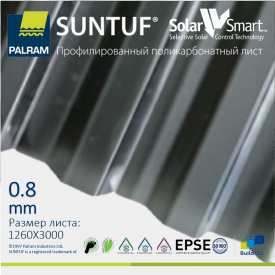 Профільований полікарбонат PALRAM Suntuf Solar Gray 1260Х3000Х0.8 мм графіт Ізраїль