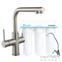 Смеситель для кухни Imprese Daicy-Y 55009S-F сатин + фильтр для воды 3х-ступенчатый Ecosoft Standard Бучач