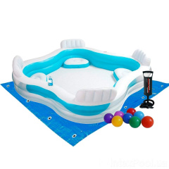 Детский надувной бассейн Intex 56475-2, 229 х 229 х 66 см, с шариками 10 шт, подстилкой, насосом (hub_rxndow) Житомир