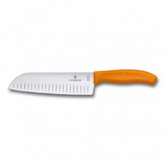 Кухонный нож Victorinox SwissClassic Santoku с воздушными карманами 170 мм в блистере Оранжевый (6.8526.17L9B) Київ