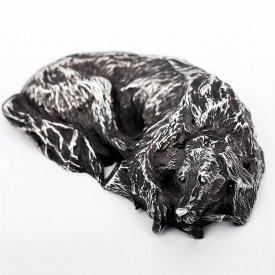 Серебряная фигура ручной работы Спящая собака Сер.14 Оникс