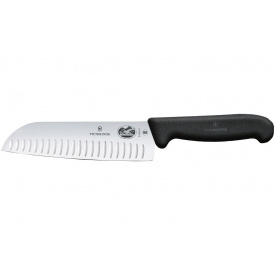 Нож кухонный Victorinox Fibrox Santoku 170 мм рифленый Черный (5.2523.17)
