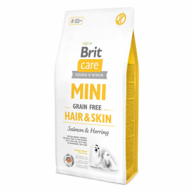 Сухой корм для взрослых собак миниатюрных пород Brit Care Mini Grain Free Hair & Skin 7 кг (8595602520244)