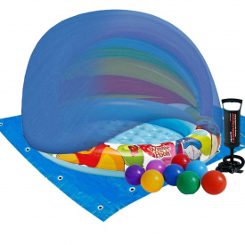 Детский надувной бассейн Intex 57424-3 Винни Пух 102 х 69 см c навесом с шариками 10 шт тентом подстилкой насосом