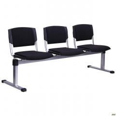 Секционные стулья AMF Призма-3 179 см алюм металкаркас сидение ткань черного цвета Ахтырка