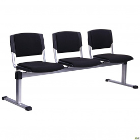 Секционные стулья AMF Призма-3 179 см алюм металкаркас сидение ткань черного цвета