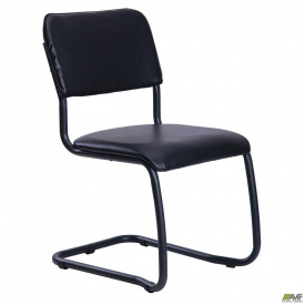 Офисный стул АМФ Квест черный на полозьях для посетителей офиса