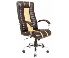 Офисное Кресло Руководителя Richman Атлант Титан Dark Brown-Beige Хром М1 Tilt Бежево-коричневое